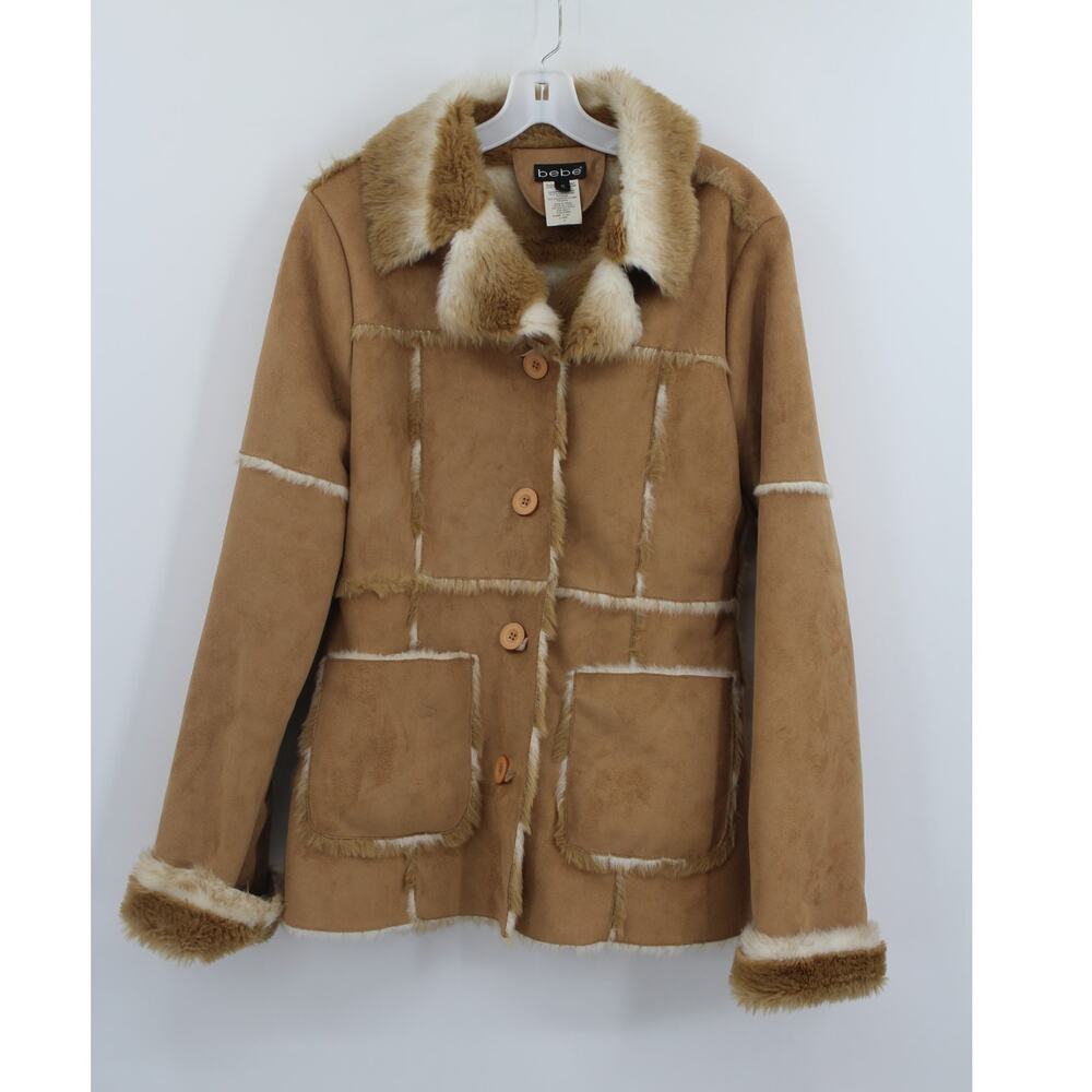 Vintage Y2K Bebe Fur Lined Afghan Coat Jacket Small Women Penny Lane